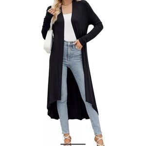 POGTMM Women's Casual Long Open Front Drape Lightweight Duster XXL Black NWT‎